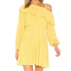 New Revolve Endless Rose Pleated One Shoulder Dress Lemon Yellow Size XS